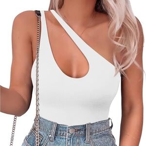 White One-Shoulder Women's Top